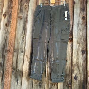 Anthropologie Dark Green Metallic Cargo Pants in color Carbon
